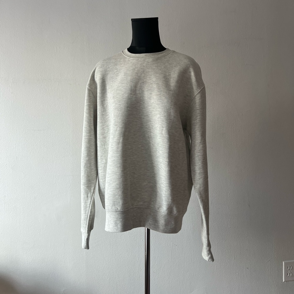 BNWT Zara Man Mens Crew Neck Gray Cotton Polyester Sweater Pullover Medium $39
